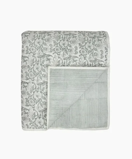Athena Handblock Blue Coverlet Large