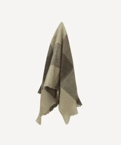 Beige Brown Plaid Fringe Throw