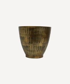 Hammered Stripe Brass Pot Small