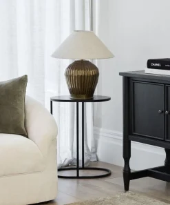 Oval Couch Side Table Black