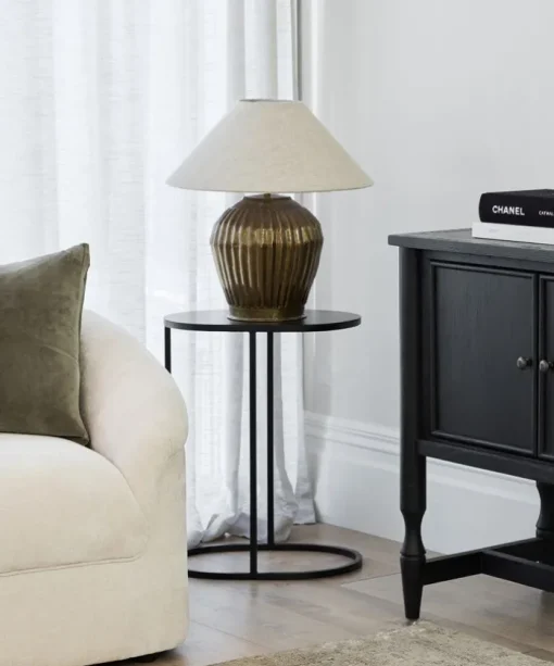 Oval Couch Side Table Black