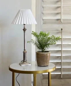 Pleated Linen Shade 26cmD White