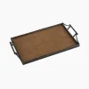 Rattan & Faux Bamboo Handle Tray Large