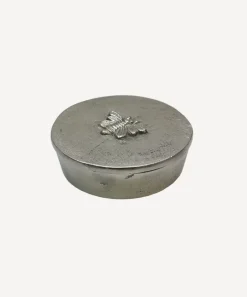 Round Silver Box with Bee Design