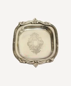 Small Square Silver Tray with Beading