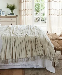 Striped Linen Cotton Bed Cover