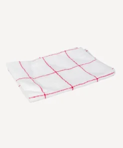 Woven Check Tea Towel Off-White & Red