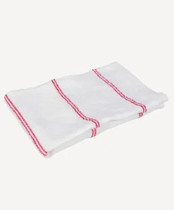 Woven Stripe Tea Towel Off-White & Red